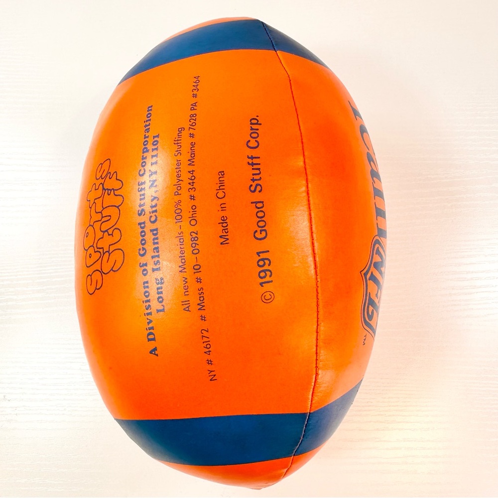 Vintage 1991 Denver Broncos Orange and Blue Stuffed Football NFL - Picture 4 of 16